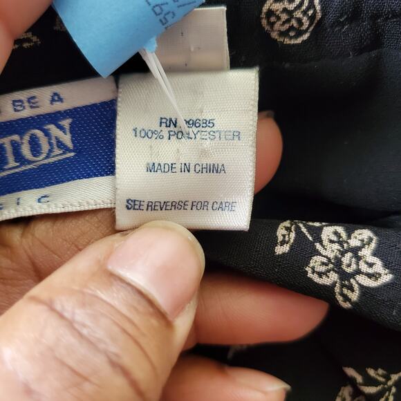 Pendleton Vintage Black Classic Floral Print Sheer Loose Fit Pants Size 14 - Picture 9 of 11